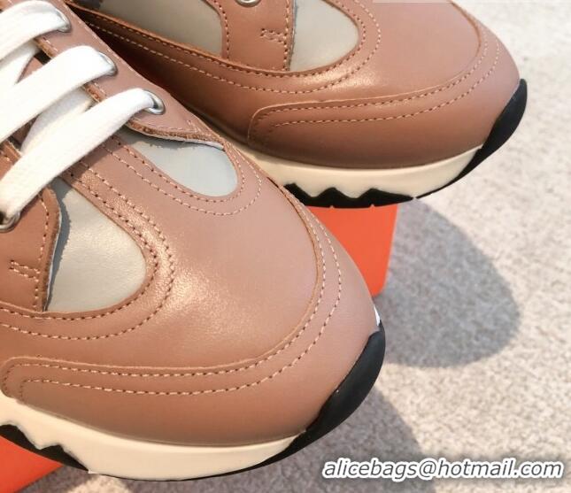 Low Price Hermes Trail sneakers in calfskin leather Brown/Grey 530079