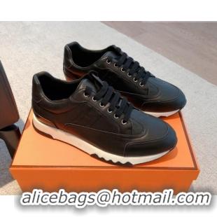 Top Grade Hermes Trail sneakers in calfskin leather Black 530081