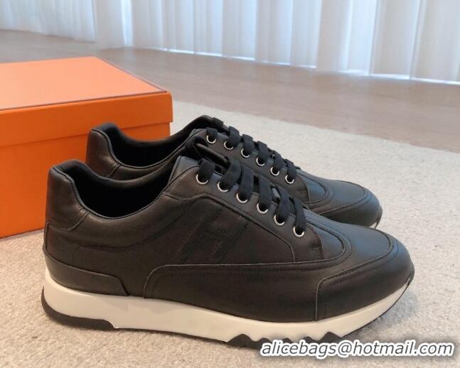 Top Grade Hermes Trail sneakers in calfskin leather Black 530081