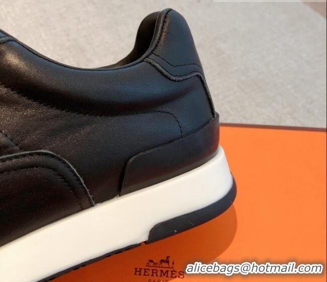 Top Grade Hermes Trail sneakers in calfskin leather Black 530081