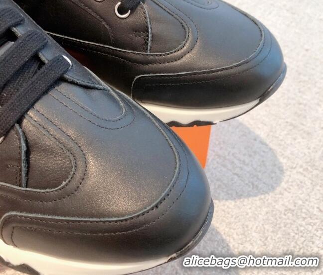 Top Grade Hermes Trail sneakers in calfskin leather Black 530081