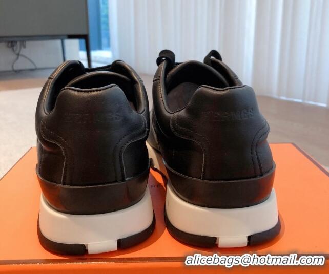 Top Grade Hermes Trail sneakers in calfskin leather Black 530081