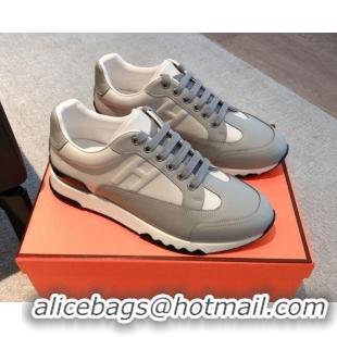 Popular Style Hermes Trail sneakers in calfskin leather White/Grey 0530082