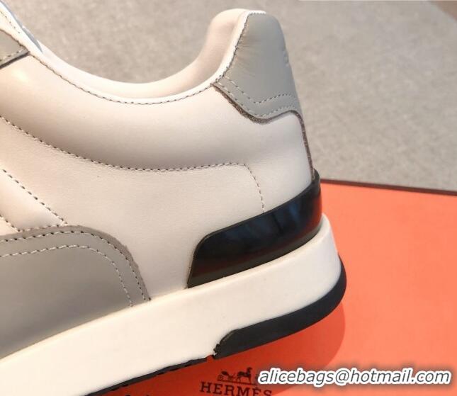 Popular Style Hermes Trail sneakers in calfskin leather White/Grey 0530082