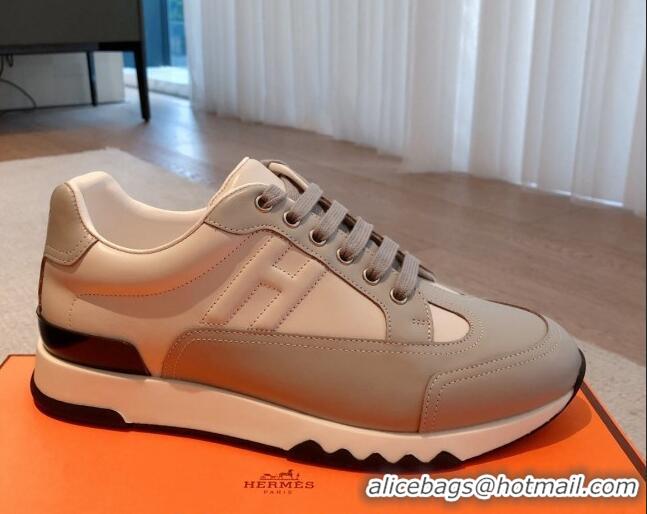 Popular Style Hermes Trail sneakers in calfskin leather White/Grey 0530082