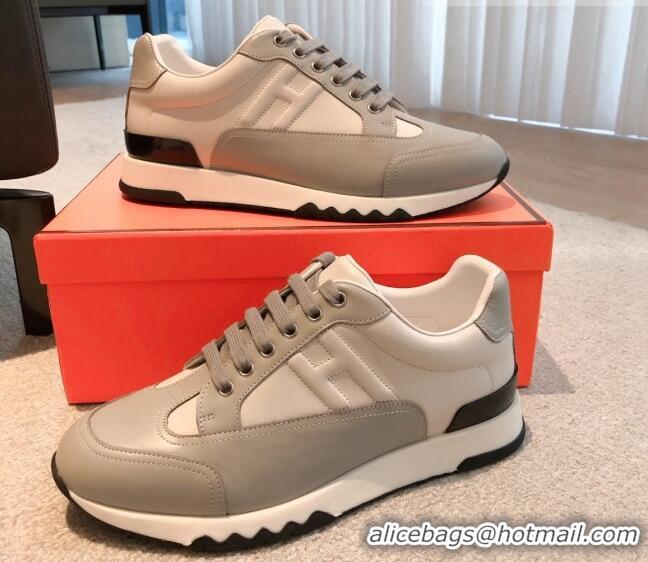 Popular Style Hermes Trail sneakers in calfskin leather White/Grey 0530082