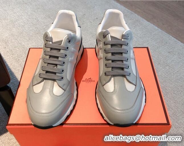 Popular Style Hermes Trail sneakers in calfskin leather White/Grey 0530082