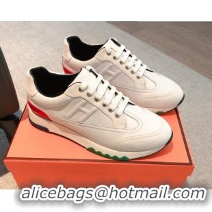 Pretty Style Hermes Trail sneakers in calfskin and suede white 530083