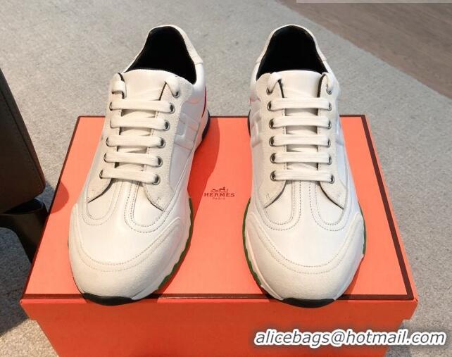 Pretty Style Hermes Trail sneakers in calfskin and suede white 530083