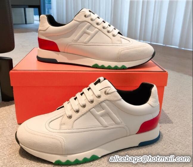 Pretty Style Hermes Trail sneakers in calfskin and suede white 530083