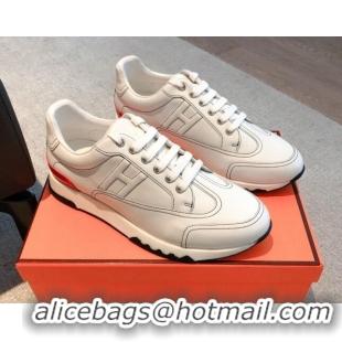 Charming Hermes Trail sneakers in calfskin leather white/stitching 530084