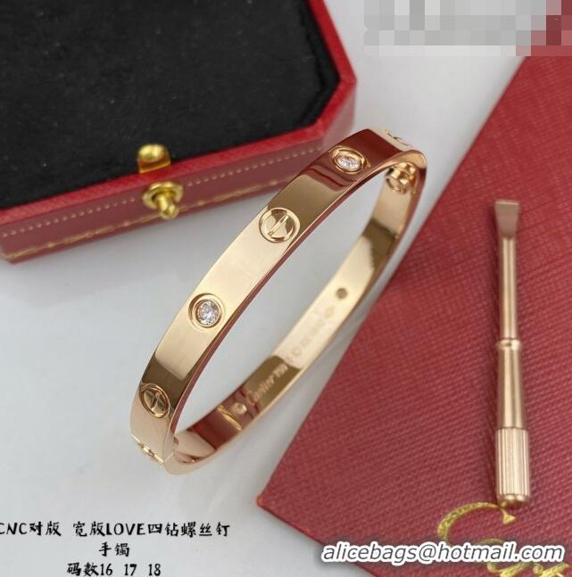 Inexpensive Cartier Love Bracelet with 4 Crystal C101802 Rose Gold