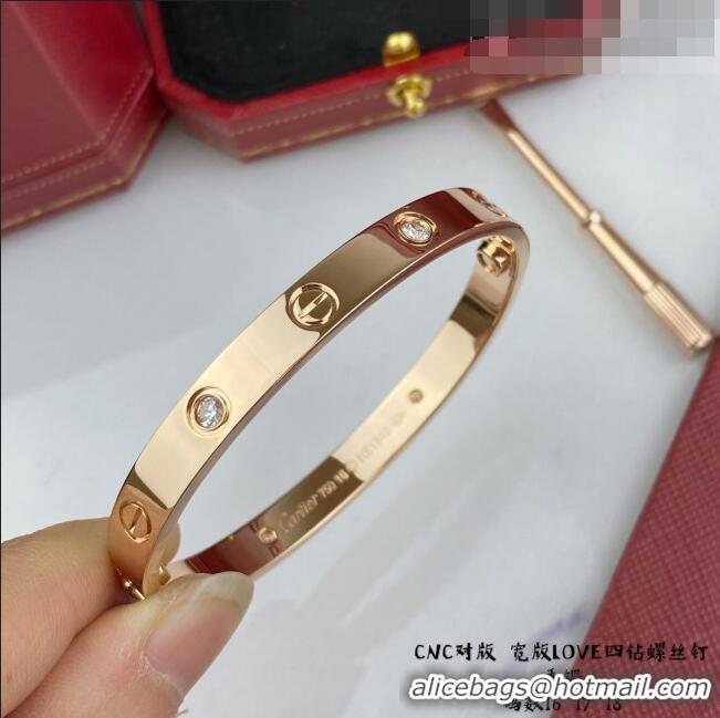 Inexpensive Cartier Love Bracelet with 4 Crystal C101802 Rose Gold