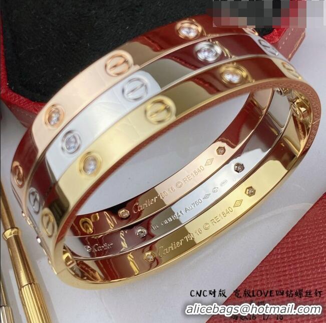 New Grade Cartier Love Bracelet with 4 Crystal C101803 Yellow Gold