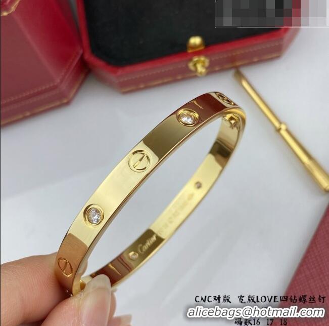 New Grade Cartier Love Bracelet with 4 Crystal C101803 Yellow Gold