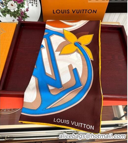 Well Crafted Louis Vuitton Silk Sqaure Scarf 90x90cm 070502 Brown 2023