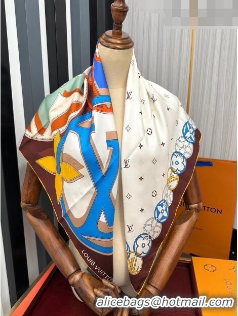 Well Crafted Louis Vuitton Silk Sqaure Scarf 90x90cm 070502 Brown 2023