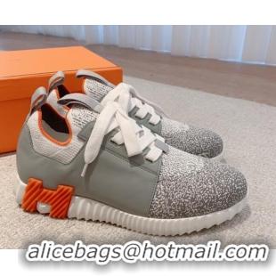 Popular Style Hermes Depart sneakers in gradient knit and calfskin grey 0531007