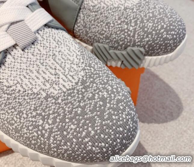 Popular Style Hermes Depart sneakers in gradient knit and calfskin grey 0531007