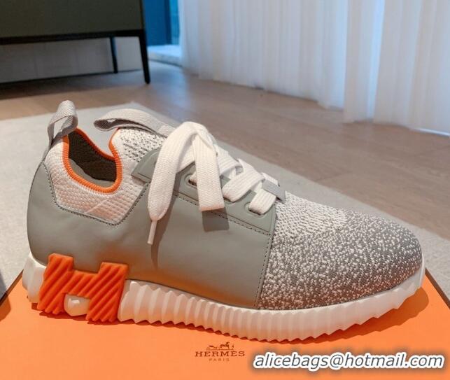 Popular Style Hermes Depart sneakers in gradient knit and calfskin grey 0531007