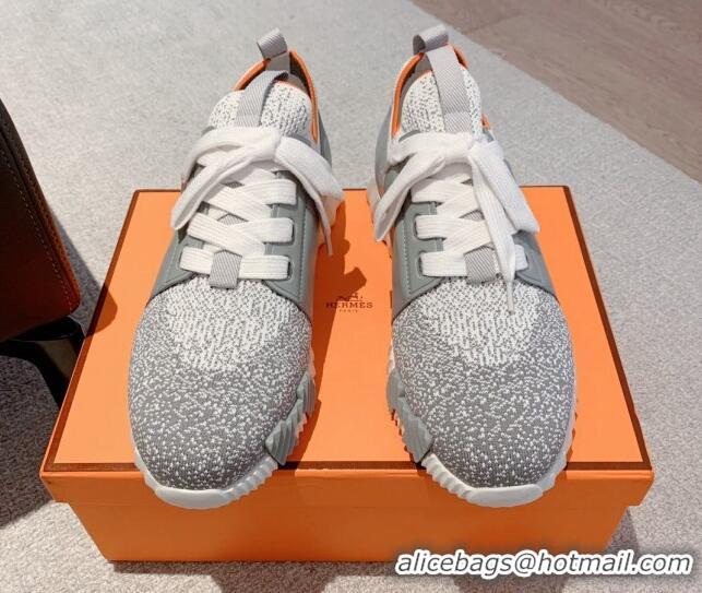 Popular Style Hermes Depart sneakers in gradient knit and calfskin grey 0531007