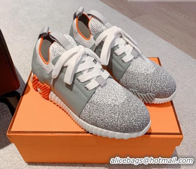 Popular Style Hermes Depart sneakers in gradient knit and calfskin grey 0531007