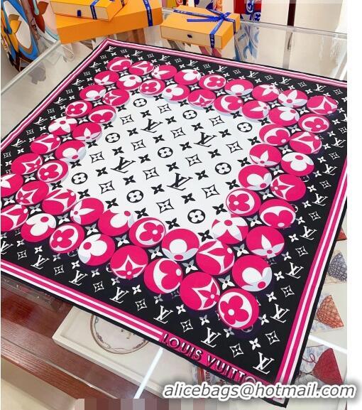 Popular Style Louis Vuitton Monogram Marbles Silk Sqaure Scarf 90x90cm 5060 Black/Pink 2023