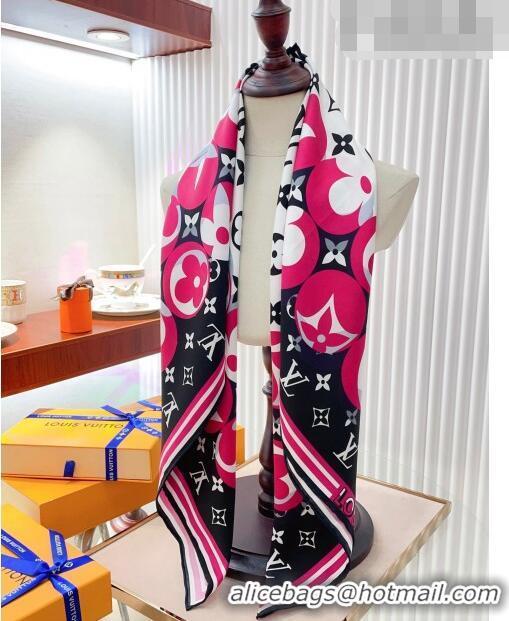 Popular Style Louis Vuitton Monogram Marbles Silk Sqaure Scarf 90x90cm 5060 Black/Pink 2023