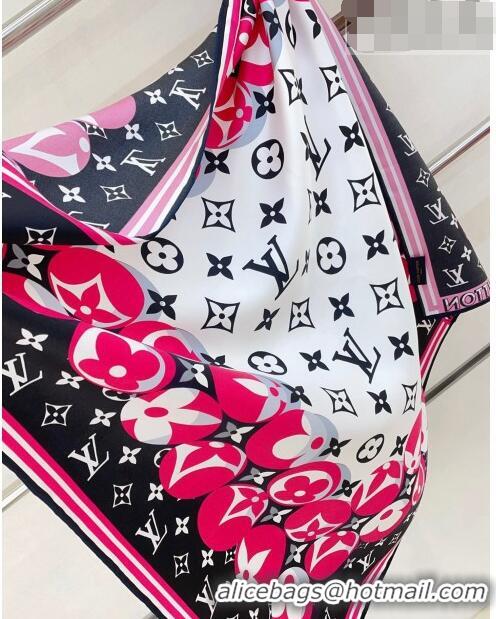 Popular Style Louis Vuitton Monogram Marbles Silk Sqaure Scarf 90x90cm 5060 Black/Pink 2023