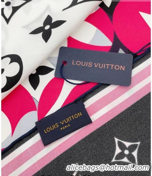 Popular Style Louis Vuitton Monogram Marbles Silk Sqaure Scarf 90x90cm 5060 Black/Pink 2023