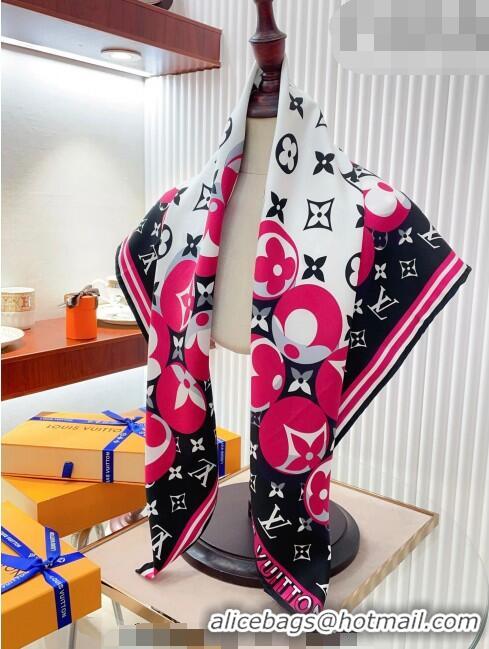 Popular Style Louis Vuitton Monogram Marbles Silk Sqaure Scarf 90x90cm 5060 Black/Pink 2023