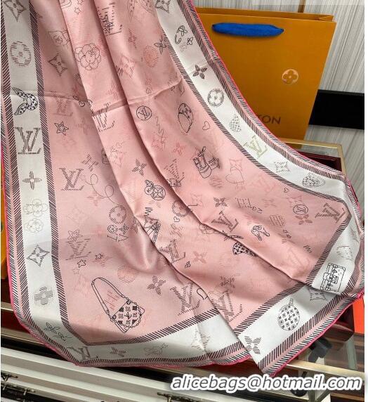 Good Looking Louis Vuitton Monogram Silk Square Scarf 90cm 0713 Pink 2023