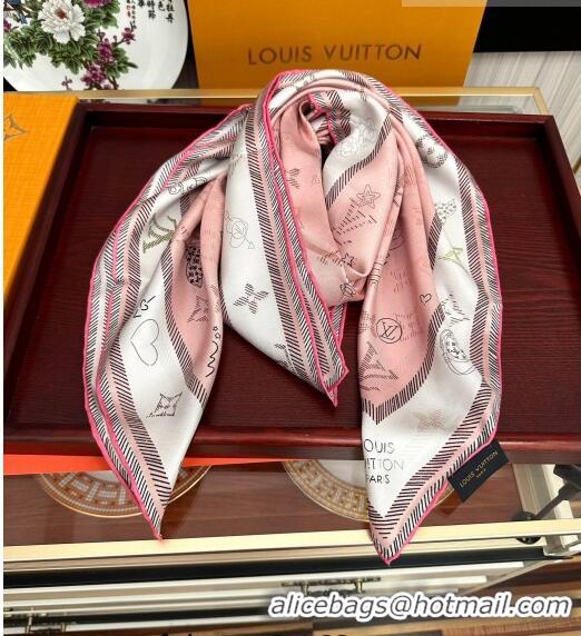 Good Looking Louis Vuitton Monogram Silk Square Scarf 90cm 0713 Pink 2023