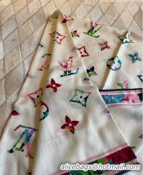 Good Taste Louis Vuitton Cashmere & Silk Scarf 110x110cm LV71907 White 2023