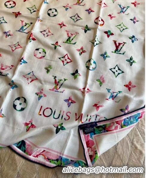 Good Taste Louis Vuitton Cashmere & Silk Scarf 110x110cm LV71907 White 2023