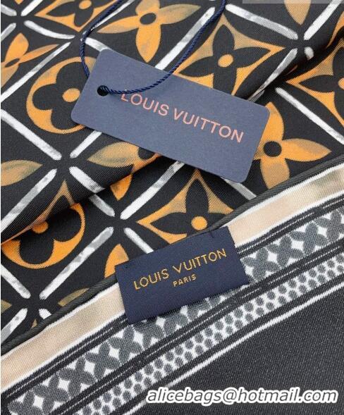 New Style Louis Vuitton Monogram Flower Tile Silk Scarf 90x90cm M78981 Black 2023