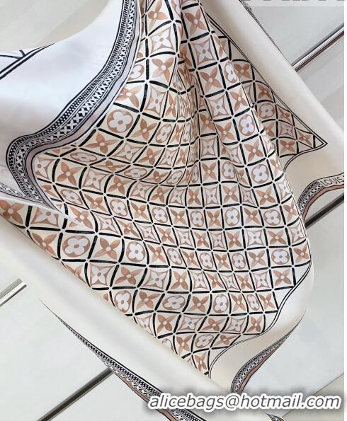 Promotional Louis Vuitton Monogram Flower Tile Silk Scarf 90x90cm M78980 Beige 2023