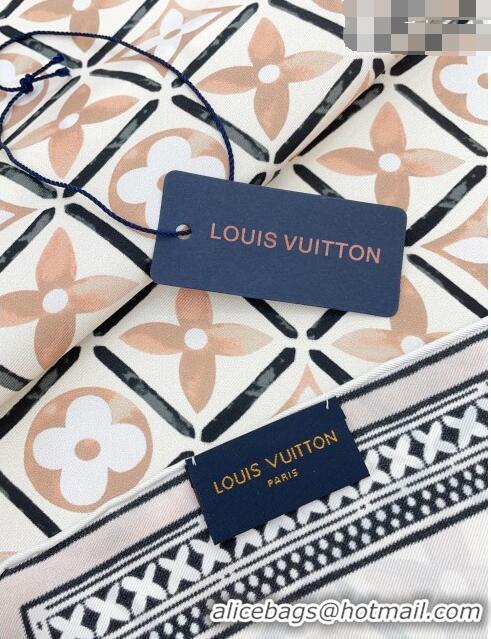 Promotional Louis Vuitton Monogram Flower Tile Silk Scarf 90x90cm M78980 Beige 2023