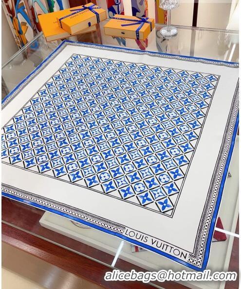 Trendy Design Louis Vuitton Monogram Flower Tile Silk Scarf 90x90cm M78981 Blue 2023