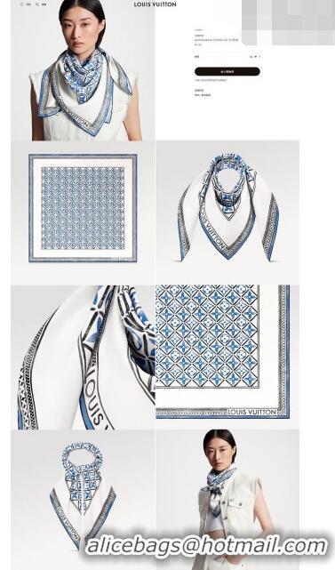 Trendy Design Louis Vuitton Monogram Flower Tile Silk Scarf 90x90cm M78981 Blue 2023