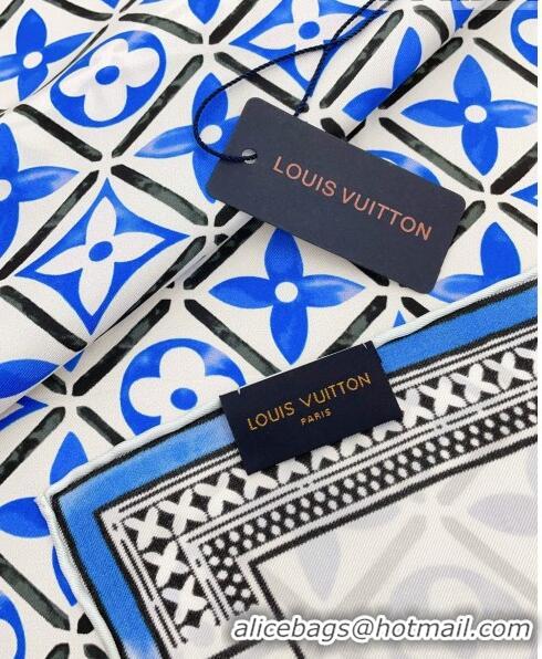 Trendy Design Louis Vuitton Monogram Flower Tile Silk Scarf 90x90cm M78981 Blue 2023