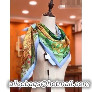 Popular Grade Louis Vuitton Painting Silk Sqaure Scarf 90x90cm 2023 0803