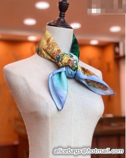 Popular Grade Louis Vuitton Painting Silk Sqaure Scarf 90x90cm 2023 0803