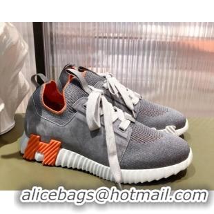 Grade Quality Hermes Depart sneakers in knit and calfskin grey 0531017