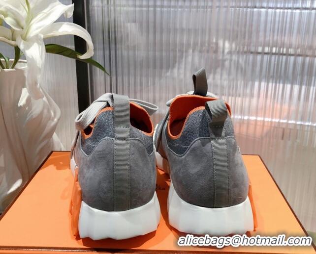 Grade Quality Hermes Depart sneakers in knit and calfskin grey 0531017