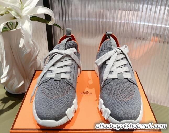 Grade Quality Hermes Depart sneakers in knit and calfskin grey 0531017