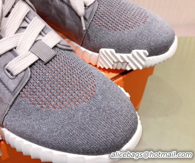 Grade Quality Hermes Depart sneakers in knit and calfskin grey 0531017