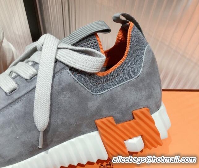 Grade Quality Hermes Depart sneakers in knit and calfskin grey 0531017