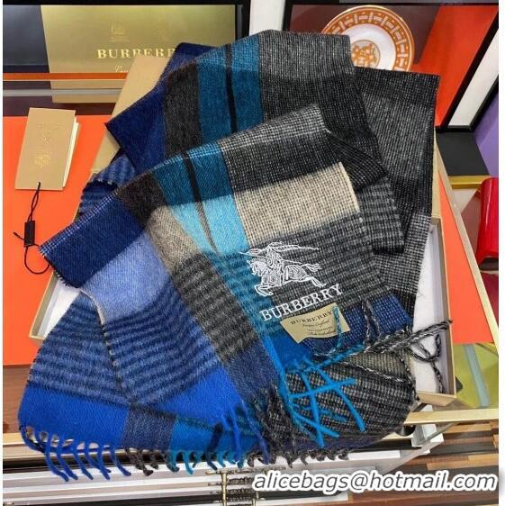 Famous Brand Burberry Cashmere Scarf 32x180cm 0104 Blue/Multicolor 2023