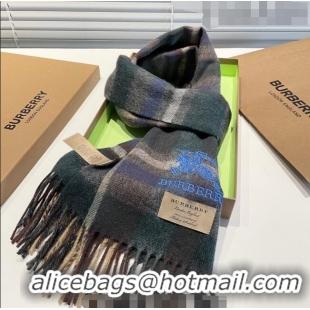 Promotional Burberry Cashmere Scarf 32x180cm 0104 Green/Multicolor 2023